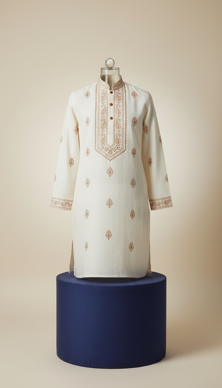 Ivory Linen Ethnic Kurta
