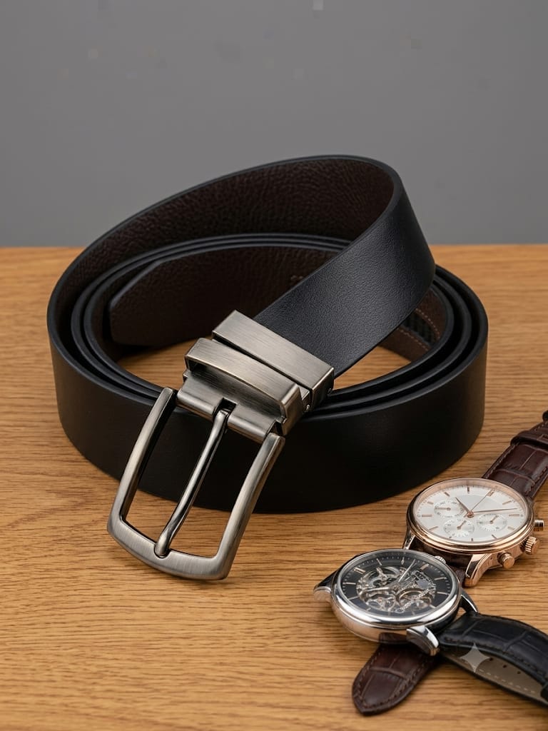 Men's Reversible Leather Belt – Black & Brown